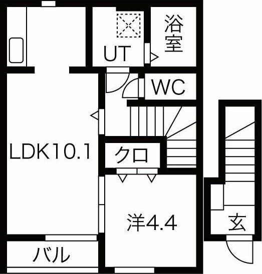 クレスト桜町(1LDK/2階)の間取り写真