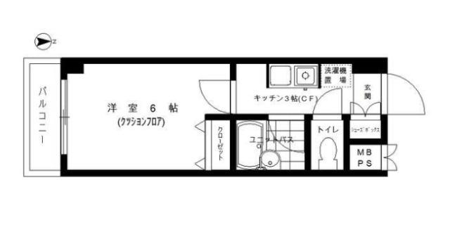 ルテシア等々力(1K/3階)の間取り写真