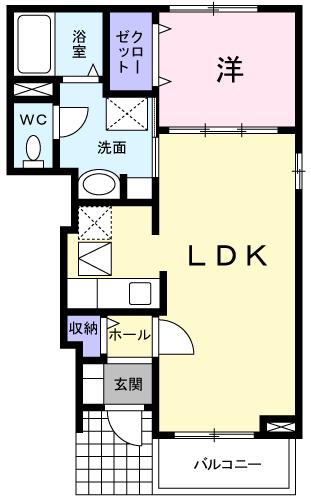 コンフォート鳥坂(1LDK/1階)の間取り写真