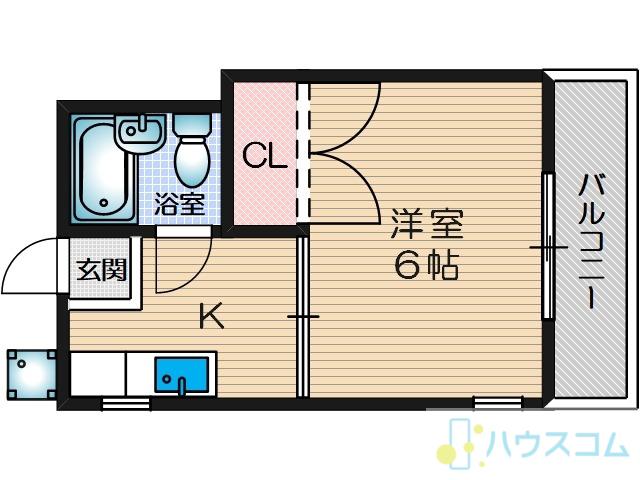 アムール摂津(1K/3階)の間取り写真