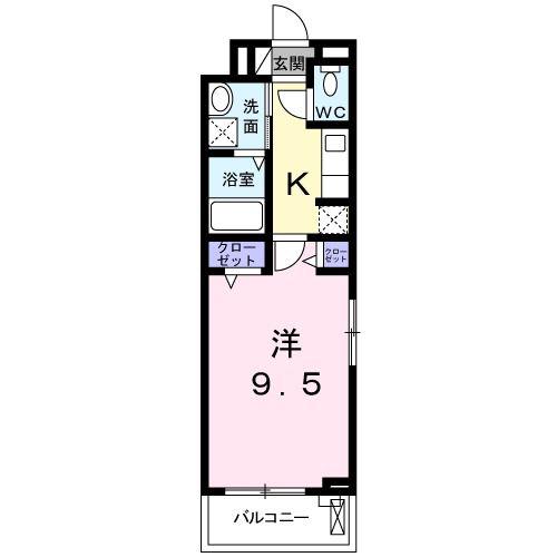 ルミウスV(1K/3階)の間取り写真