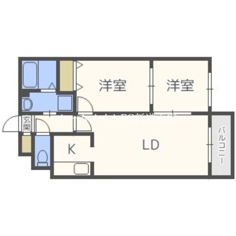 ドムス33(2LDK/4階)の間取り写真