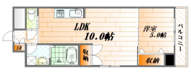 LEBEN GLANZ平和大通(1LDK/11階)の間取り写真