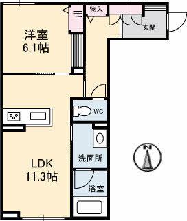 LA GRANDIR(1LDK/1階)の間取り写真