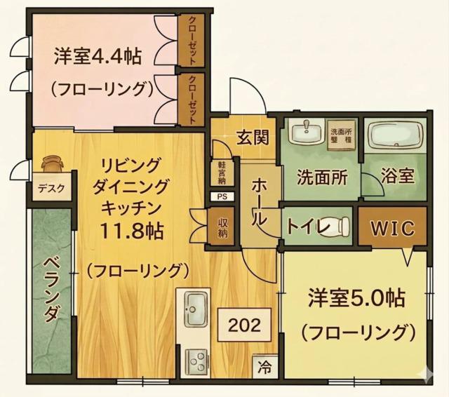 マンション 渋谷区上原2丁目(2LDK/2階)の間取り写真