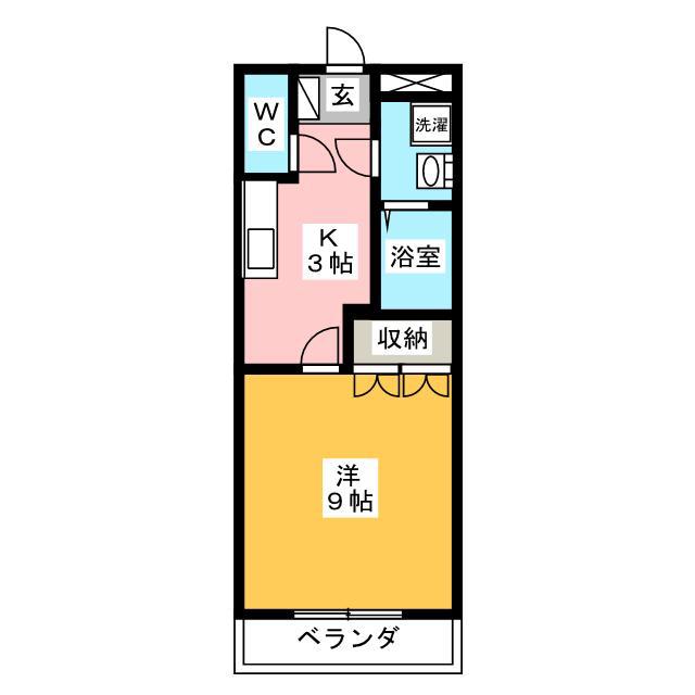 ディアコート A(1K/2階)の間取り写真