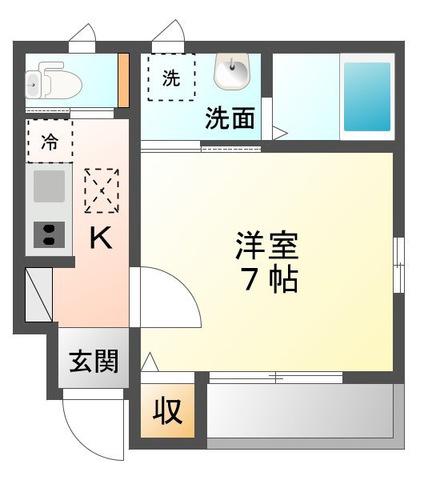 プランドール(1K/1階)の間取り写真