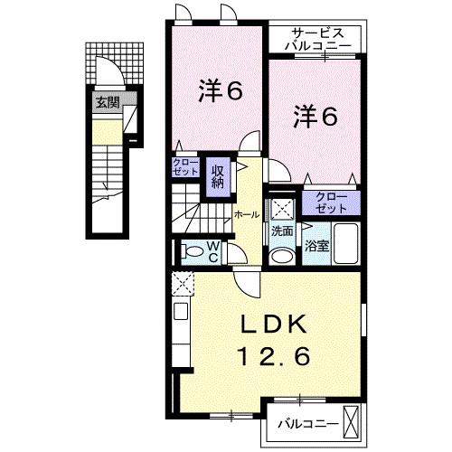 メゾンド・デスパシオ(2LDK/2階)の間取り写真