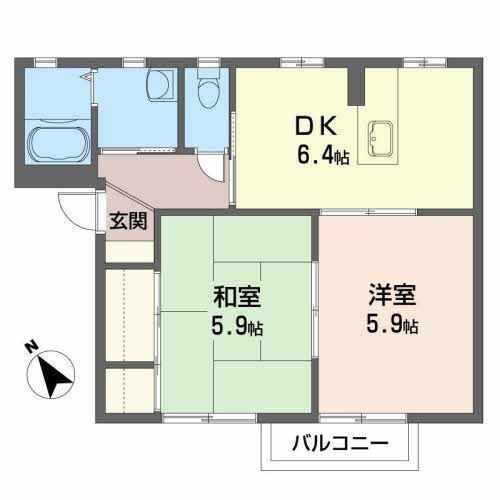 ファミールM・K-D(2DK/1階)の間取り写真