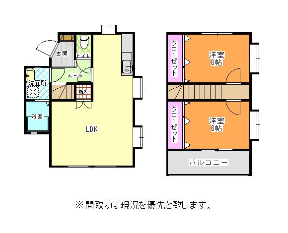 シャルム小白川B棟(2LDK/1階)の間取り写真