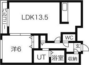 札幌市電 西線６条駅 徒歩5分 5階建 築20年(1LDK/5階)の間取り写真