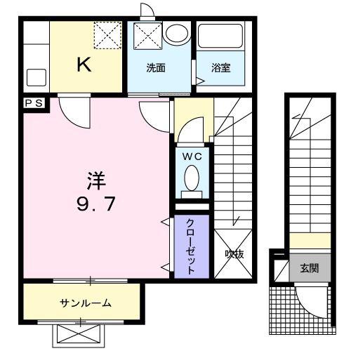ラフレシール(1K/2階)の間取り写真