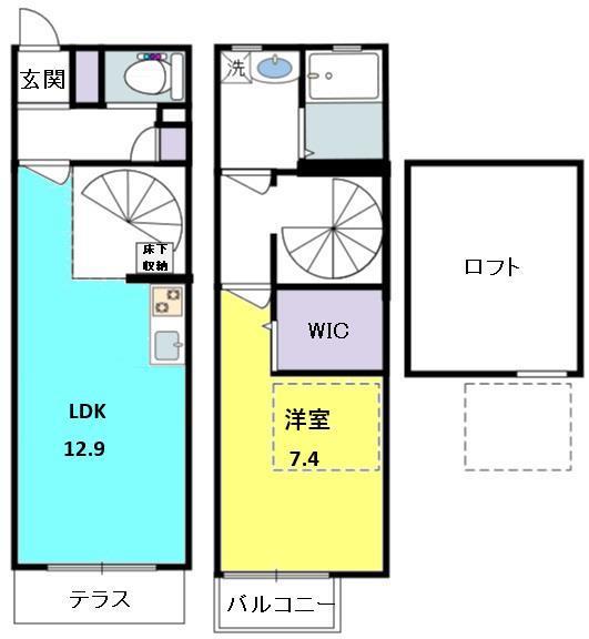 リシェス甲子園(1LDK/1階)の間取り写真