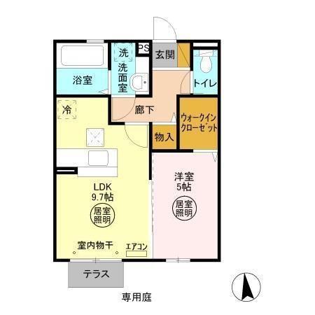 サウザンドサニーイースト(1LDK/1階)の間取り写真