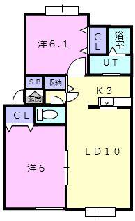 ピュアルース(2LDK/2階)の間取り写真