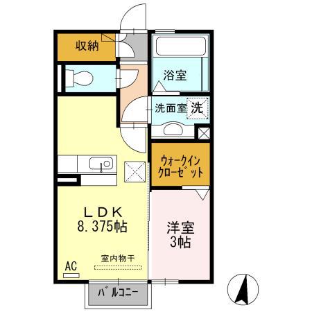 シェノアII(1LDK/1階)の間取り写真