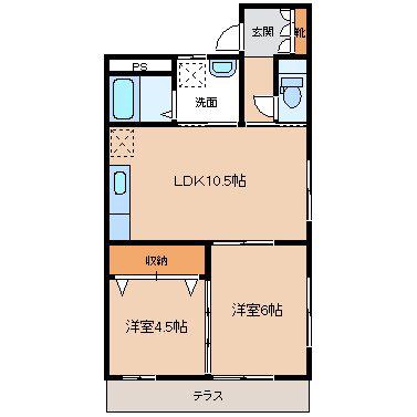 コーポラスプリモ(2LDK/1階)の間取り写真