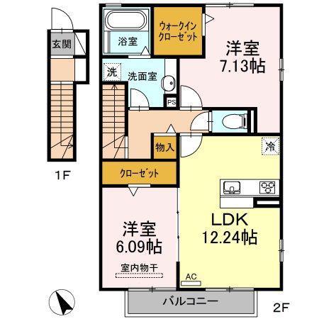 アート クレール B棟(2LDK/2階)の間取り写真