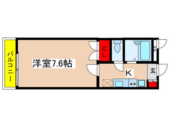 アンプルールフェールヒルサイドステージ(1K/2階)の間取り写真