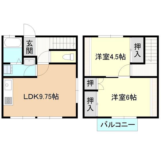 ウエストハウスAB(2LDK/1階)の間取り写真