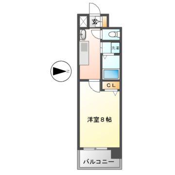 リアライズ記念橋(1K/2階)の間取り写真