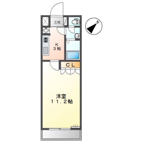 プランドール(1K/2階)の間取り写真