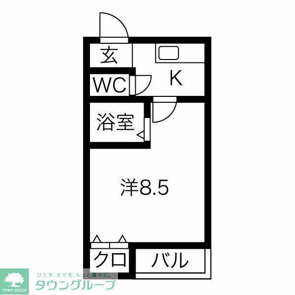 フィルK(1DK/1階)の間取り写真