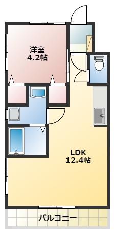 マンションやまと(1LDK/2階)の間取り写真