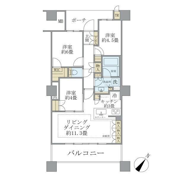ブリリア有明スカイタワー(3LDK/17階)の間取り写真