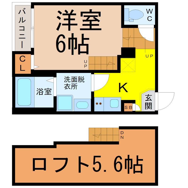 ハーモニーテラス靖国町II(1SK/1階)の間取り写真