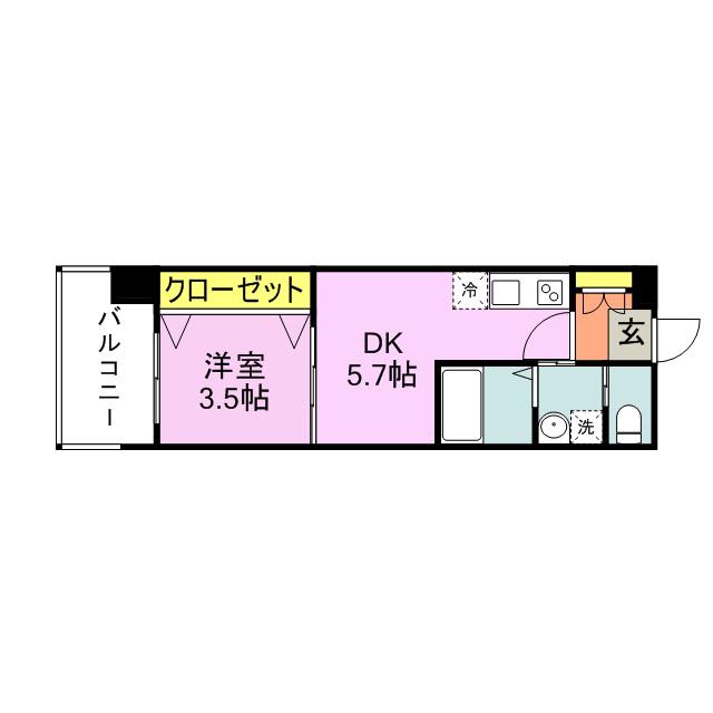 60 V-TOWER天神(1DK/9階)の間取り写真