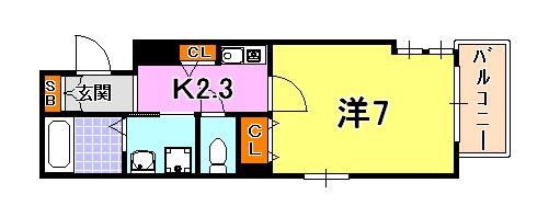 プレサンス神戸駅前(1K/11階)の間取り写真