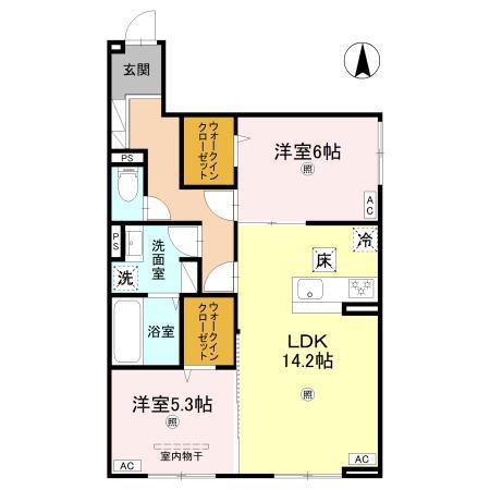 RETORIA阪南町(2LDK/1階)の間取り写真