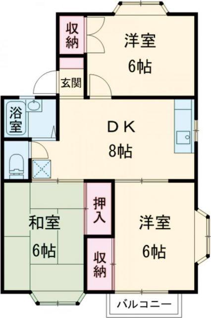 ハイツなでしこ A棟(3DK/1階)の間取り写真