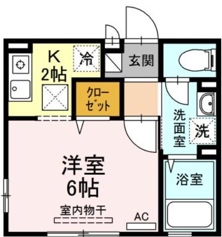 ペイサージュ(1K/1階)の間取り写真