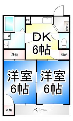 サンシティハイツ(2DK/2階)の間取り写真