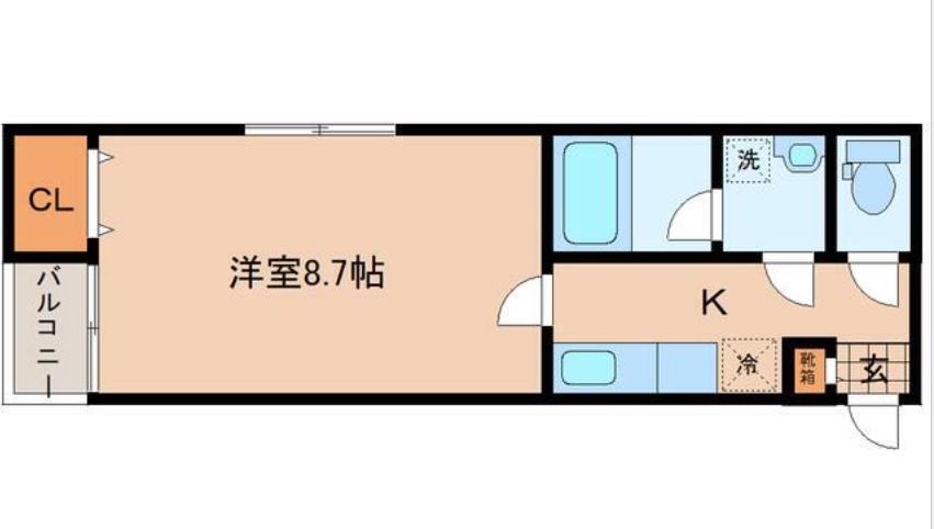 アスコット小田原(1K/2階)の間取り写真