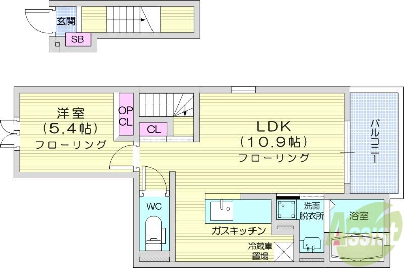 コリーヌⅡ(1LDK/2階)の間取り写真