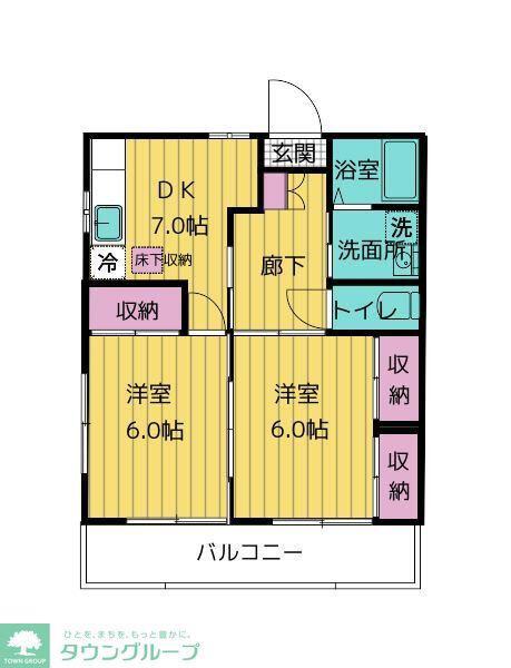 びらかわべ(2DK/1階)の間取り写真