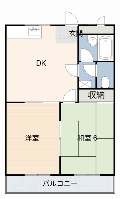 ハイツ内藤(2DK/1階)の間取り写真
