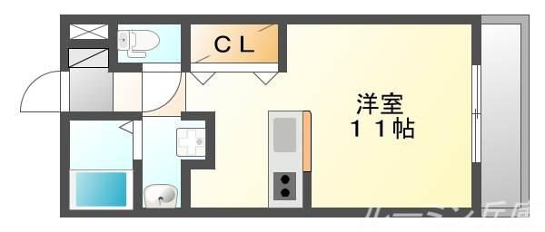 メイプルストリート(ワンルーム/1階)の間取り写真