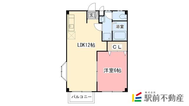 メゾン高野B(1LDK/2階)の間取り写真