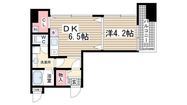 CASAROKKO友田町(1DK/7階)の間取り写真