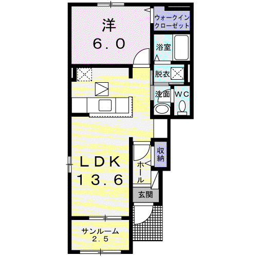 クリスタルB 101(1LDK/1階)の間取り写真