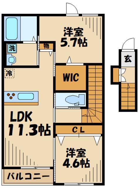 ベラーノ(2LDK/2階)の間取り写真