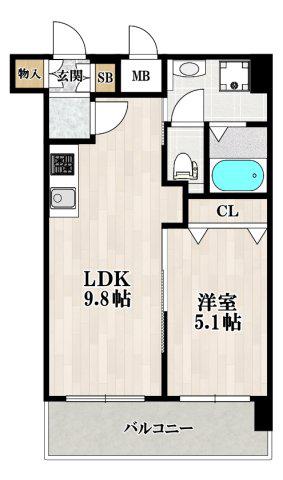 ふぁみゆ新金岡(1LDK/5階)の間取り写真