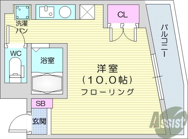 キャピタル萩野町(ワンルーム/3階)の間取り写真
