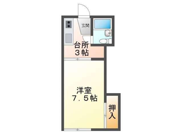 シングルハウス(1K/2階)の間取り写真