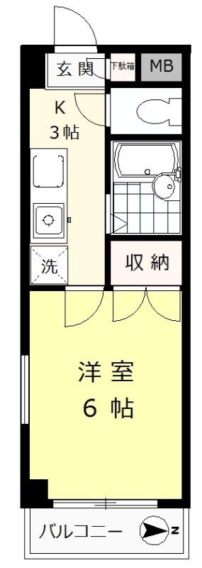 グランコート赤塚弐番館(1K/4階)の間取り写真