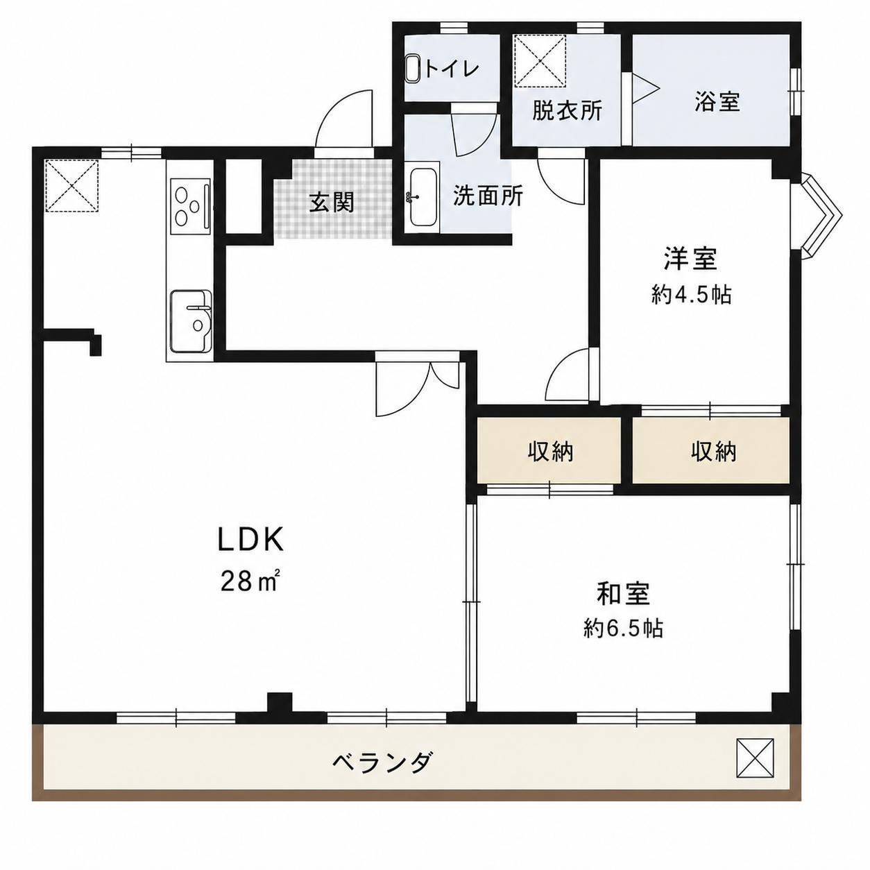 WAVE HOUSE デザイナーズアパートメント(2LDK/2階)の間取り写真